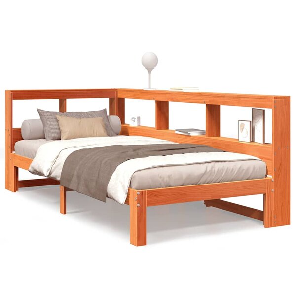 vidaXL Lit bibliothèque sans matelas cire marron 75x190 cm pin massif