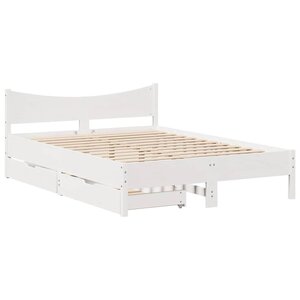 vidaXL Cadre de lit avec tiroirs blanc 150x200 cm bois de pin massif