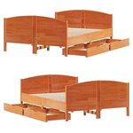 vidaXL Cadre de lit sans matelas cire marron 135x190cm bois pin massif
