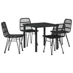 vidaXL Ensemble de salle à manger pour jardin 5 Pièces Noir Poly rotin
