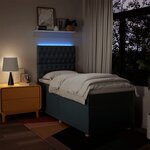 vidaXL Sommier à lattes de lit avec matelas Bleu 90x200 cm Tissu