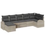 vidaXL Ensemble de canapé de jardin 7 pièces avec coussins gris clair en poly rotin