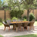 vidaXL Ensemble salle à manger jardin 9 pièces en poly rotin gris