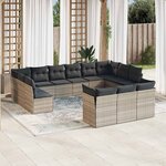 vidaXL Salon de jardin avec coussins 13 Pièces gris clair résine tressée