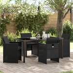 vidaXL Ensemble de salle à manger de jardin de 5 pièces avec coussins Noir Poly Rattan