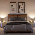 vidaXL Armoires de chevet et lumières LED 2 Pièces chêne sonoma