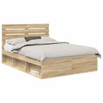vidaXL Cadre de lit avec tête de lit Sonoma 140 x 200 cm Pin massif