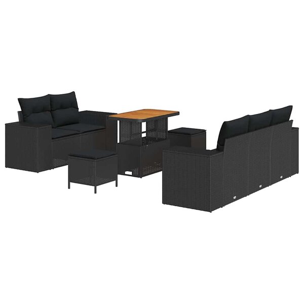 vidaXL Ensemble de canapé de jardin Manuel 8 Pièces Noir 90 x 55 x 71 cm