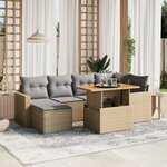 vidaXL Salon de jardin avec coussins 7 Pièces beige résine tressée