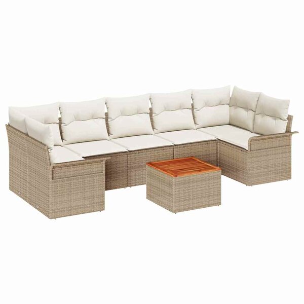 vidaXL Ensemble de canapé de jardin avec coussin 8 Pièces Beige et crème