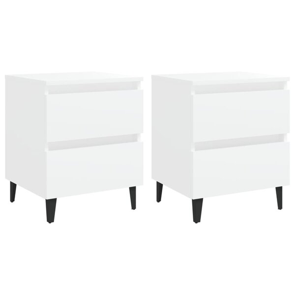 vidaXL Tables de chevet 2 Pièces blanc 40x35x50 cm bois d'ingénierie