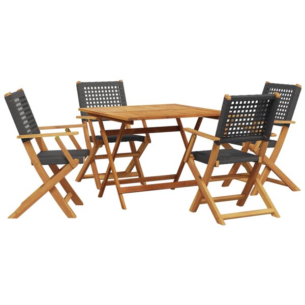 vidaXL Ensemble à manger de jardin 5 Pièces résine tressée et bois massif