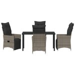 vidaXL Ensemble de salle à manger de jardin de 5 pièces avec coussins gris en poly rattan
