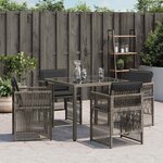 vidaXL Chaises de jardin avec coussins lot de 4 gris résine tressée