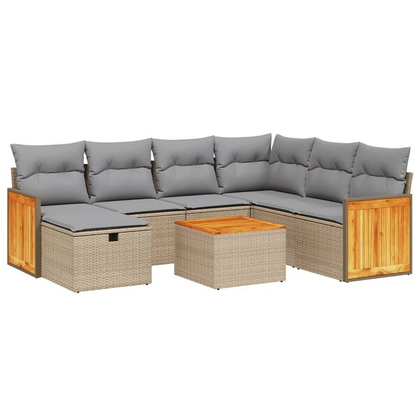 vidaXL Salon de jardin avec coussins 8Pièces mélange beige résine tressée
