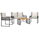vidaXL Ensemble de meubles d'extérieur 4 pc Noir et blanc crème