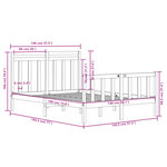 vidaXL Cadre de lit Noir Bois de pin massif 140x190 cm
