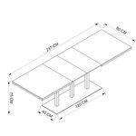 Table à manger extensible QUADRATO - 8 à 12 personnes - Mélaminé chêne et noir - 160-240 x 75 x 80 cm