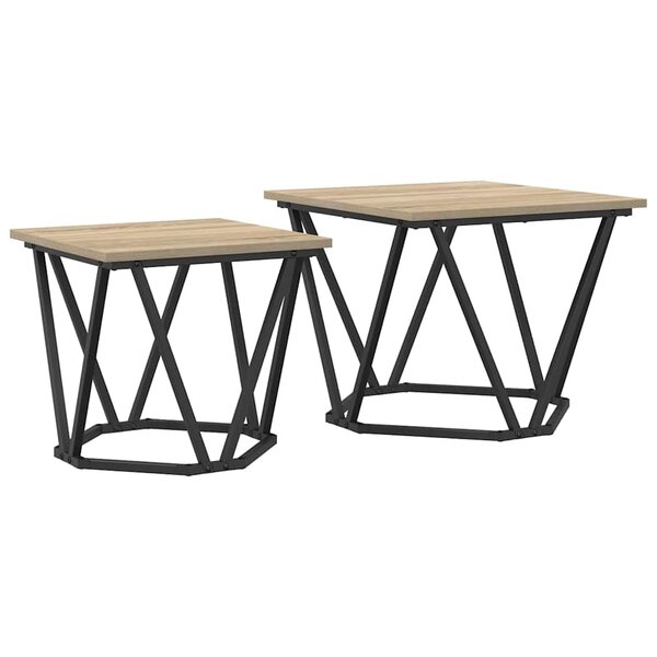 vidaXL Tables d'appoint 2 Pièces en bois d'ingénierie chêne Sonoma
