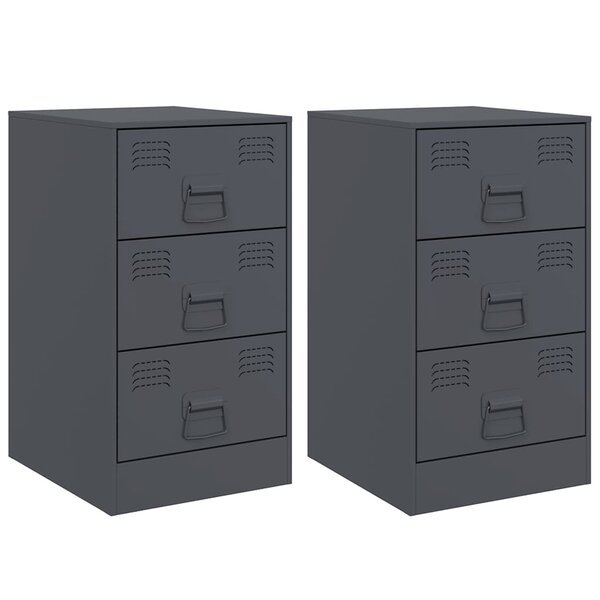 vidaXL Tables de chevet 2 Pièces anthracite 34 5x39x62 cm acier