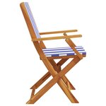 vidaXL Chaises de jardin lot de 2 bleu/blanc bois acacia massif tissu