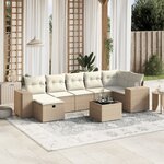 vidaXL Salon de jardin avec coussins 8 Pièces beige résine tressée