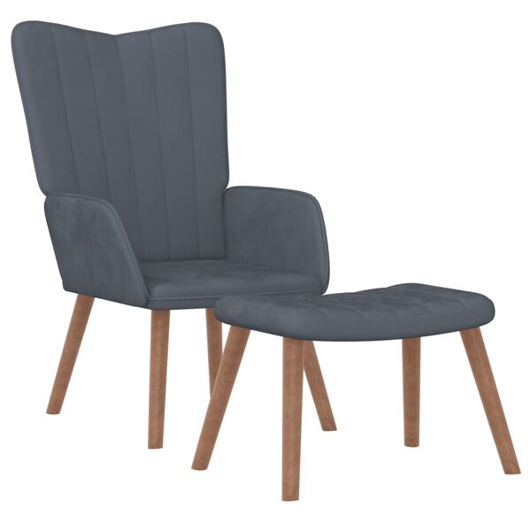 vidaXL Chaise de relaxation avec repose-pied Gris foncé Velours
