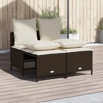 vidaXL Salon de jardin 4 Pièces avec coussins marron résine tressée