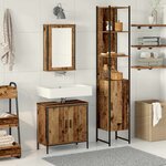 vidaXL Ensemble de mobilier de salle de bain avec étagère 3 Pièces Marron