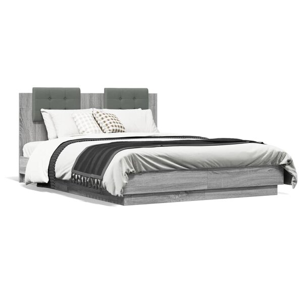 vidaXL Cadre de lit sans matelas sonoma gris 120x190 cm