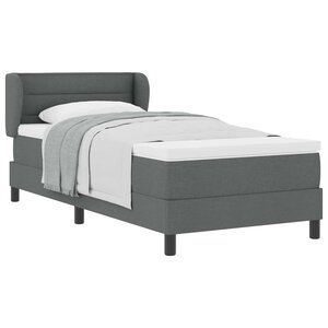vidaXL Lit à ressorts avec matelas Gris foncé 100 x 200 cm tissu