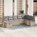 vidaXL Ensemble de canapé de jardin 8 pièces beige
