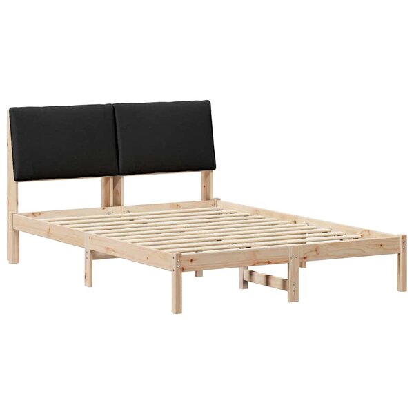 vidaXL Cadre de lit Marron et noir 150 x 200 cm Bois massif en pin
