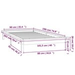 vidaXL Cadre de lit à LED sans matelas noir 90x190 cm bois massif