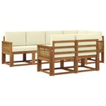 vidaXL Ensemble de canapés d'extérieur 7 pc Naturel et Crème Polyester