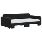 vidaXL Lit de jour avec lit gigogne et matelas noir 100x200 cm velours