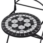 vidaXL Mobilier de bistro 3 Pièces Carreaux céramiques Noir et blanc