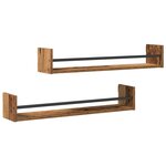 vidaXL Étagère Murale avec étagère 2 Pièces Bois ancien 80 x 16 x 14 cm