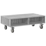 vidaXL Table d'appoint avec roues Gris Sonoma 90 x 50 x 30 cm