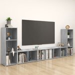 vidaXL Meubles TV 4 Pièces Gris béton 107x35x37 cm Bois d'ingénierie
