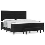 vidaXL Lit à ressort avec matelas & banc noir 200x200 cm tissu