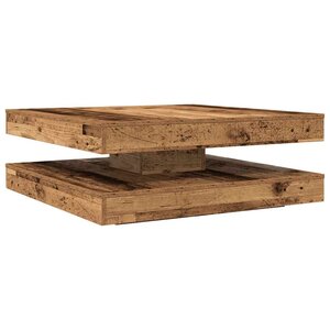 vidaXL Table basse rotative à 360 degrés vieux bois 90x90x34 5 cm