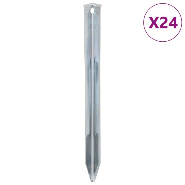 vidaXL Piquets de tente 24 Pièces 22 cm Ø20 mm acier galvanisé