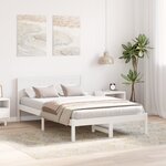 vidaXL Cadre de lit blanc Blanc Bois de pin massif 140 x 190 cm Durable