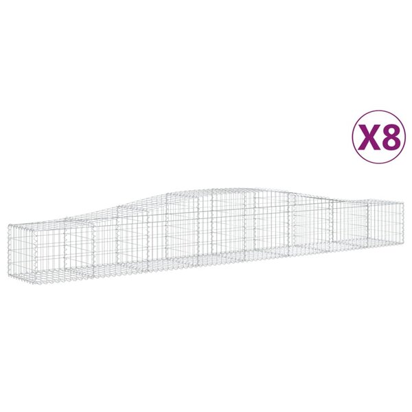 vidaXL Paniers à gabions arqués 8 Pièces 400x50x40/60 cm Fer galvanisé