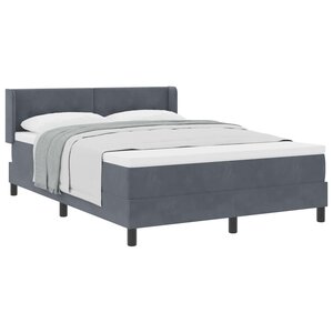 vidaXL Lit à ressorts avec matelas Gris foncé 190 x 140 cm Polyester