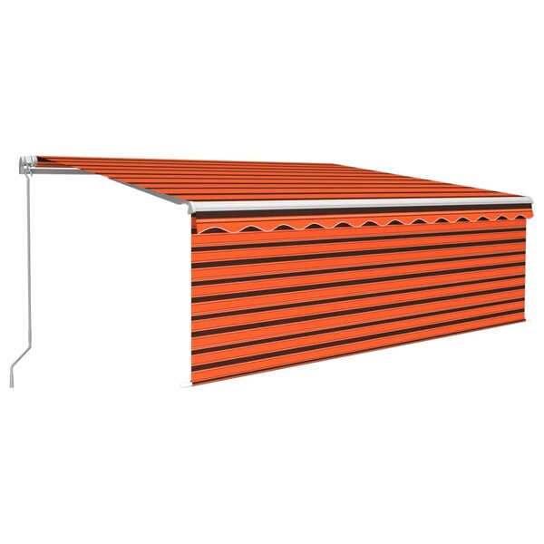 vidaXL Auvent manuel rétractable avec store LED 4x3 m Orange et marron