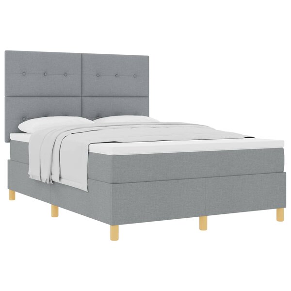 vidaXL Lit à ressorts avec tête de lit Gris clair 140 x 200 cm tissu