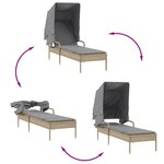vidaXL Chaises longues lot de 2 avec auvents et table beige poly rotin