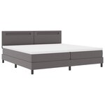 vidaXL Lit à ressort avec matelas gris en cuir synthétique  200x200 cm.